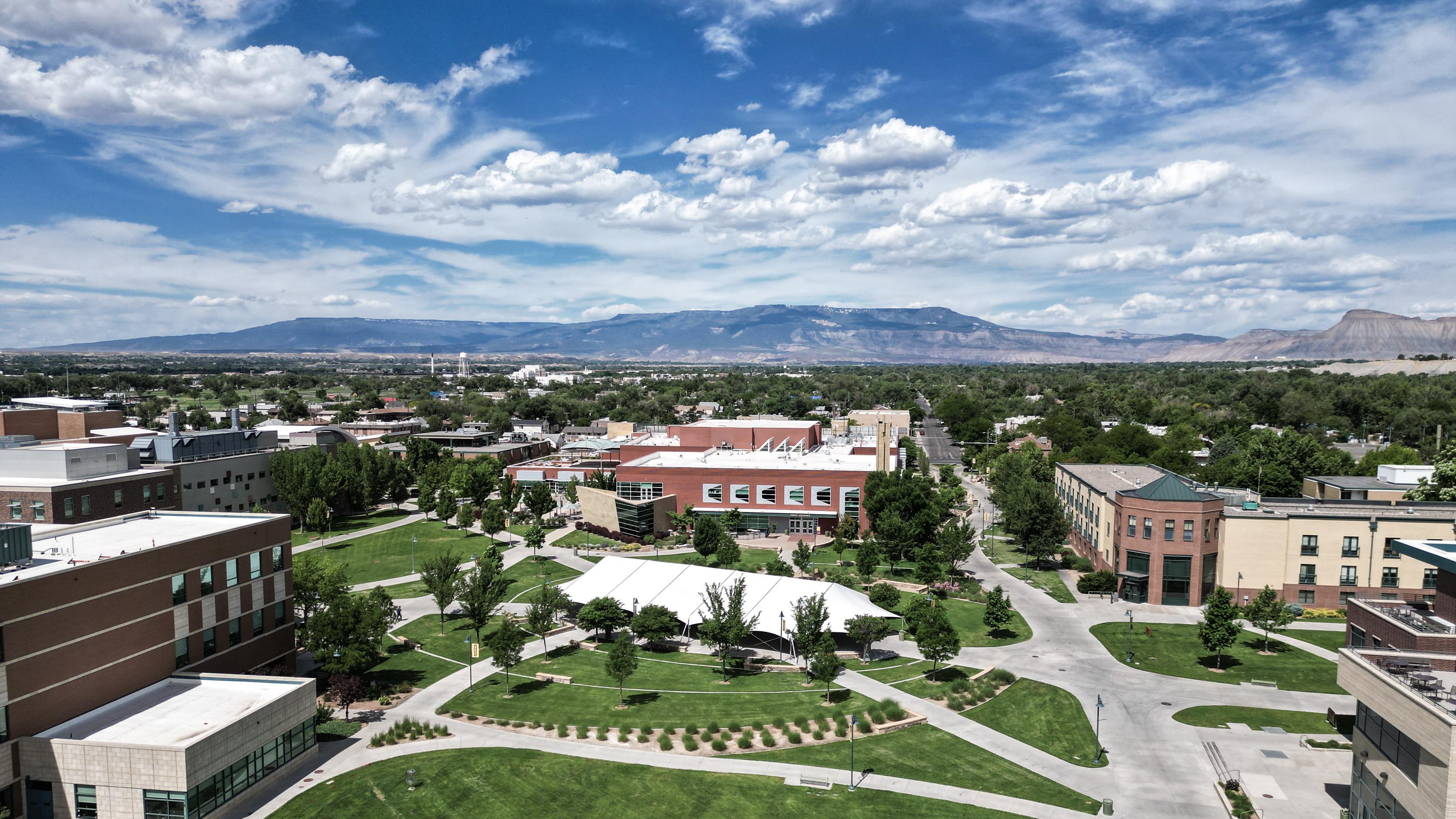 The CMU campus & the Grand Mesa on the horizon